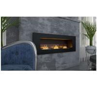Camino Bioetanolo Nero 120 X 40 Cm Delta 3 bruciatori con vetro stufa arredo bio