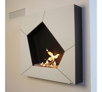 Camino Bioetanolo Parete BALL TÜV Bianco 84.9x18.2x85 cm, Peso 35 kg, Bruciatore 0.5 Lt -1.5 2 ore di fiamma regolazione intensità fiamma Installazione Facile senza Canna Fumaria