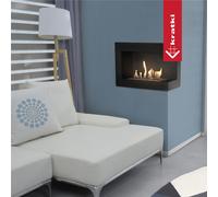 Camino Bioetanolo Parete DELTA 700 TÜV Destra con vetro Dimensioni 70x28x h48 cm - peso 13 kg colore nero apertura a Destra nero