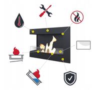 Kratki Camino Parete DELTA 900 TÜV sinistra pietre decorative set