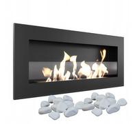 Camino Bioetanolo Parete DELTA2 SLIM TÜV con Vetro - Nero, Acciaio, Dimensioni 90x40x10.3 cm