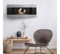Camino Bioetanolo Parete DELTA2 TÜV Nero - Altezza 40 cm, Dimensioni 90x14.2x40 cm, Materiale di Alta Qualità - Sicurezza Certificata TÜV