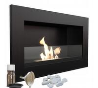 Camino Bioetanolo Parete GOLF TÜV di accessori Con vetro e kit Dimensioni 64,8x14,4x h 37 cm - peso 5,62 kg colore nero nero