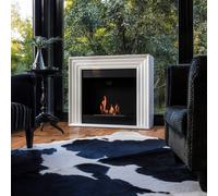 Camino Bioetanolo PLANET TÜV Bianco - Altezza 98 cm, Dimensioni 115x33 cm, in Acciaio, con Accessori Aromaterapia