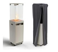 Camino da Giardino da Esterno da Balcone Camino da Terrazza a Gas FARO - Dimensioni ?14,17x14,17x h59,06 cm peso 11 kg Fino a 8 kW - Alimentato a GPL - Tempo di Combustione 55 Ore bianco