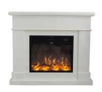 Camino Da Pavimento LIPARI Con Cornice in legno MDF e Bruciatore Elettrico Da 1500w Dimensioni 109x21,5x h102 cm Effetto Fiamma Super Realistico con Telecomando colore Bianco Crema bianco