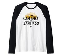 Camino de Santiago retrò Tramonto Spagna Compostela Vintage Maglia con Maniche Raglan