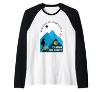 Camino del Norte Donna Camminare Santiago de Compostela 2026 Maglia con Maniche Raglan