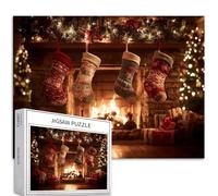 Camino di Natale 1000 pezzi puzzle per adulti calza di Natale decorazione arte puzzle impegnativo giochi di attività familiari colorato fai da te puzzle per la decorazione della casa regali 68 x 50 cm