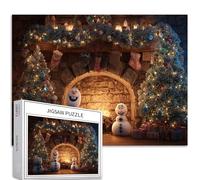 Camino di Natale 1000 pezzi puzzle per adulti pupazzo di neve scena arte puzzle impegnativo giochi di attività familiari colorato fai da te puzzle per la decorazione della casa regali 70 × 50 cm