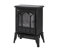 HOMCOM Camino da Terra Elettrico Potenza 1000W / 2000W con Effetto Fiamma Luminosità Regolabile Ferro e Vetro 39×23×56.5cm Aosom