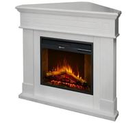 Camino Elettrico Angolare 1800W da Appoggio Legno Bianco per Interno