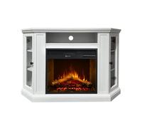Camino elettrico caminetto da terra ad angolo MADISON in legno Bianco 126x78xH83