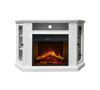 Camino elettrico caminetto da terra ad angolo MADISON in legno Bianco L126 x P78 x H83