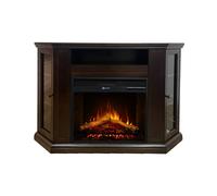 Camino elettrico caminetto da terra ad angolo MADISON in legno Marrone 126x78x83