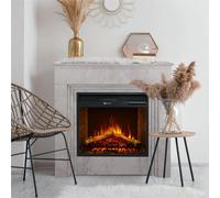 Camino elettrico caminetto da terra BELLINI Effetto Marmo Bianco Made in Italy in legno Bianco Dimensioni 96 x35x h 96 cm Peso 35 kg Volume riscaldabile 30 m2 bianco