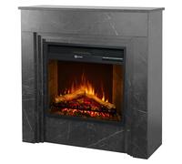 Camino elettrico caminetto da terra BELLINI Effetto Marmo Nero Made in Italy in legno Bianco Dimensioni 96 x35x h 96 cm Peso 35 kg Volume riscaldabile 30 m2 nero