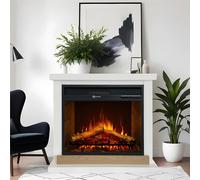 Camino elettrico caminetto da terra STOCCOLMA in legno BIANCO Made in Italy in legno Bianco Dimensioni 75x28x h 70 cm Peso 23 kg Volume riscaldabile 30 m2 bianco