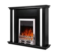 Camino Elettrico Classico 2000W Nero Inserti Bianchi e Finiture Argento