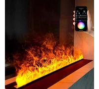 Camino Elettrico con Fiamma Atomizzata Realistica - Touch Screen, APP/Telecomando, Riempimento Automatico Acqua, Fiamma Multicolore Regolabile