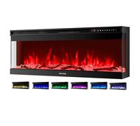 Camino elettrico con riscaldamento, termoventilatore a risparmio energetico, 1500 W, effetto fiamma