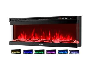 Camino elettrico con riscaldamento, termoventilatore a risparmio energetico, 1500 W, effetto fiamma