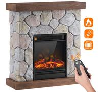 Camino Elettrico Cortina con Fiamma Realistica Caminetto Riscaldamento 2000 W