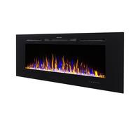 Camino Elettrico da Incasso 54,4x152x14 cm Effetto Fiamma 1500W Hefest Nero