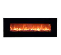 Sined Aprica Caminetto Elettrico Da Parete In Acciaio e Vetro Da 1500w Effetto Fiamma Led Nero