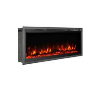 Camino elettrico caminetto da parete o da incasso CHICAGO BIG Dimensioni 127x14 x h45 cm peso kg 22 Luci a LED 3D Riscalda 30 mq 5 regolazioni per lintensità di fiamma e braciere Luci a LED 3D nero