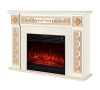 Camino Elettrico da Pavimento 101x140x33 cm Effetto Fiamma 1950W Versailles Maxi & Mirabella Avorio