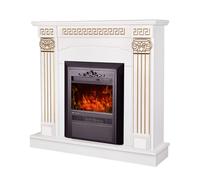 Camino Elettrico da Pavimento 102x110x30 cm Effetto Fiamma 2000W Calisto & Cristina Bianco