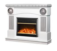 Camino Elettrico da Pavimento 105x120x33 cm Effetto Fiamma 1500W Prometeu & Mars Bianco/nero