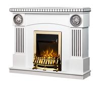 Camino Elettrico da Pavimento 105x120x33 cm Effetto Fiamma 2000W Prometeo & Galileo Gold Bianco/nero