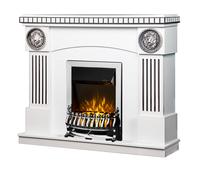 Camino Elettrico da Pavimento 105x120x33 cm Effetto Fiamma 2000W Prometeo & Galileo Silver Bianco/nero