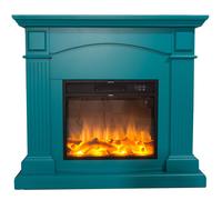 Camino Elettrico da Pavimento 113,7x102,2x28,2 cm Effetto Fiamma 1500W Sined Cetona Turchese