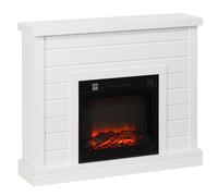 Camino Elettrico da Pavimento 1800W Effetto Fiamma e Telecomando 96,5x22x81,7 cm Bianco