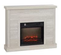 Camino Elettrico da Pavimento 1800W Effetto Fiamma e Telecomando 96,5x22x81,7 cm Grigio Chiaro