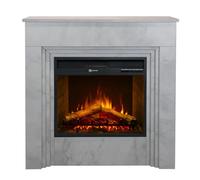 Camino Elettrico da Pavimento 1800W in Legno Effetto Marmo Bianco