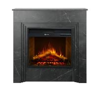 Camino Elettrico da Pavimento 1800W in Legno Effetto Marmo Nero