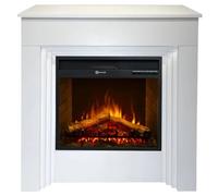 Camino Elettrico da Pavimento 1800W Legno Bianco Termostato Digitale
