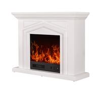 Camino Elettrico da Pavimento 80x100x30 cm Effetto Fiamma 1500W Marco Bianco