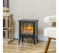 Camino Elettrico da Terra con Effetto Fiamma 3D a 3 Intensità, 1800W Caminetto Elettrico con Spegnimento Automatico, Termostato, Risacaldamento Regolabile per Soggiorno, 30㎡, Nero Goditi il calore con