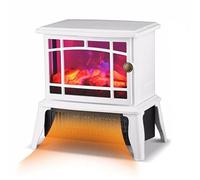 Camino elettrico riscaldato 1500 W, Camino elettrico effetto fiamma 3D, 2 velocità Riscaldamento PTC, Termostato regolabile e Controllo Fiamma Indipendente, Falso Camino Decorativo per 20㎡ (Rosso)