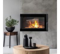 KRATKI Inserto camino SIMPLE, vetratura laterale, porta con battuta a sinistra o a destra, dimensioni in cm: H78,1 x L64,4 x P39,8 cm, potenza termica nominale 6 kW i efficienza energetica