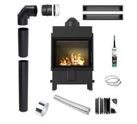 Camino KRATKI LUCY 12 kW Ø 200 Nero Ecodesign Set di tubi Luft