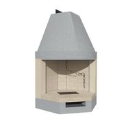 Camino Legna Prefabbricato Focolare Refrattario Aperto ROT100REF Angolo Parete [EEK: A]