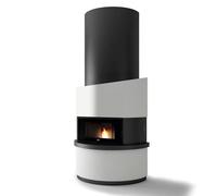 Camino pellet Eva Calòr MICHELANGELO 11,5kW tondo cappa telescopica e radiocoman