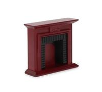 Camino per casa delle bambole, scala 1 e 12, mobili in legno in miniatura, accessori vintage, mini casa, scena natalizia, decorazione artificiale (rosso)