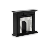 Camino per casa delle bambole, scala 1 e 12, mobili in legno in miniatura, accessori vintage, mini casa, scena natalizia, decorazione simulata (nero)